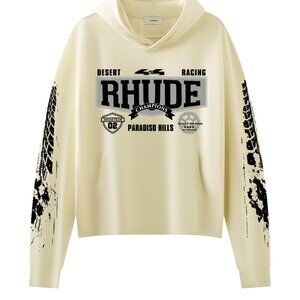 Rhude Beige Desert Racing Paradiso Hills Graphic Print Hoodie